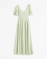 Puff Sleeve Smocked Maxi Dress