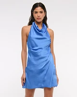 Cowl Neck Draped Mini Dress