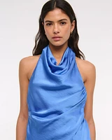 Cowl Neck Draped Mini Dress