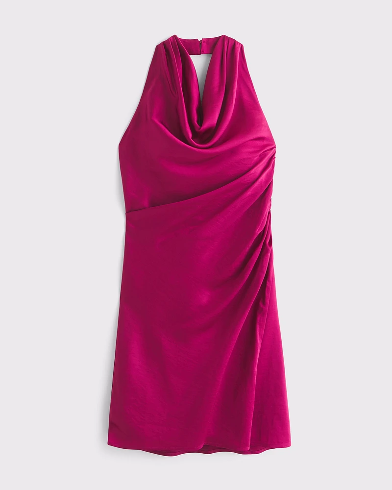 Cowl Neck Draped Mini Dress