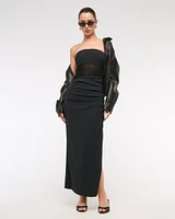 Sheer Draped Maxi Dress