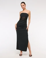 Sheer Draped Maxi Dress