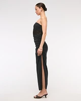 Sheer Draped Maxi Dress