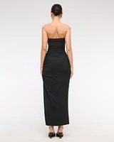 Sheer Draped Maxi Dress