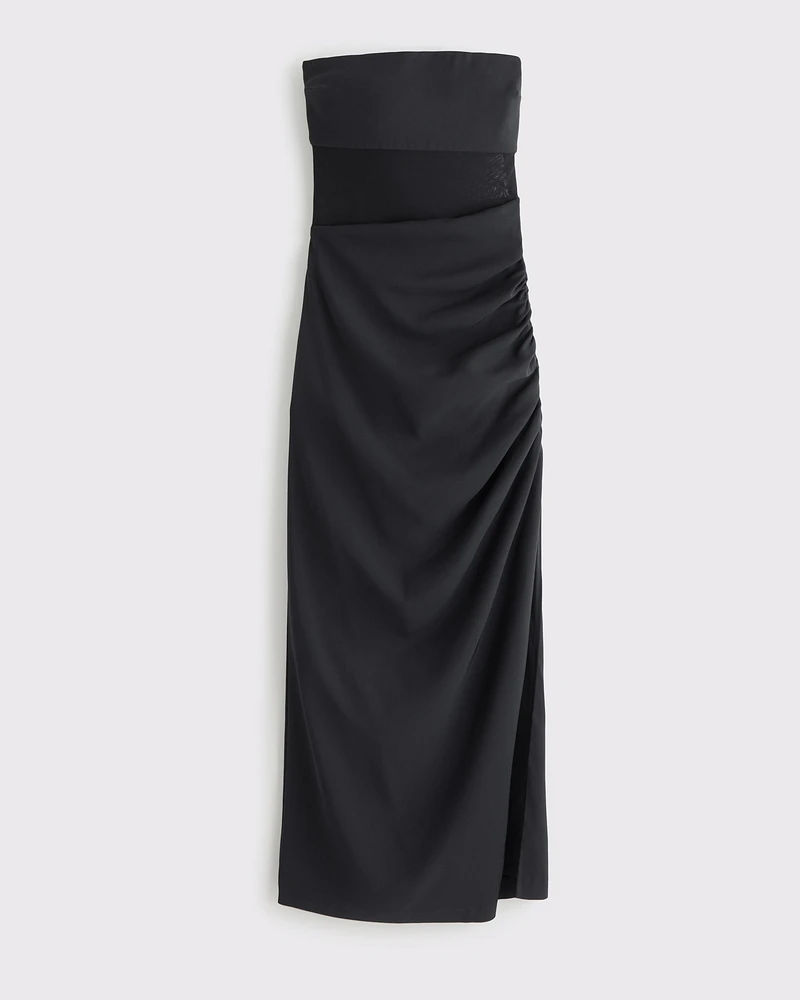 Sheer Draped Maxi Dress