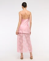 Cowl Neck Lace Maxi Dress