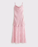 Cowl Neck Lace Maxi Dress