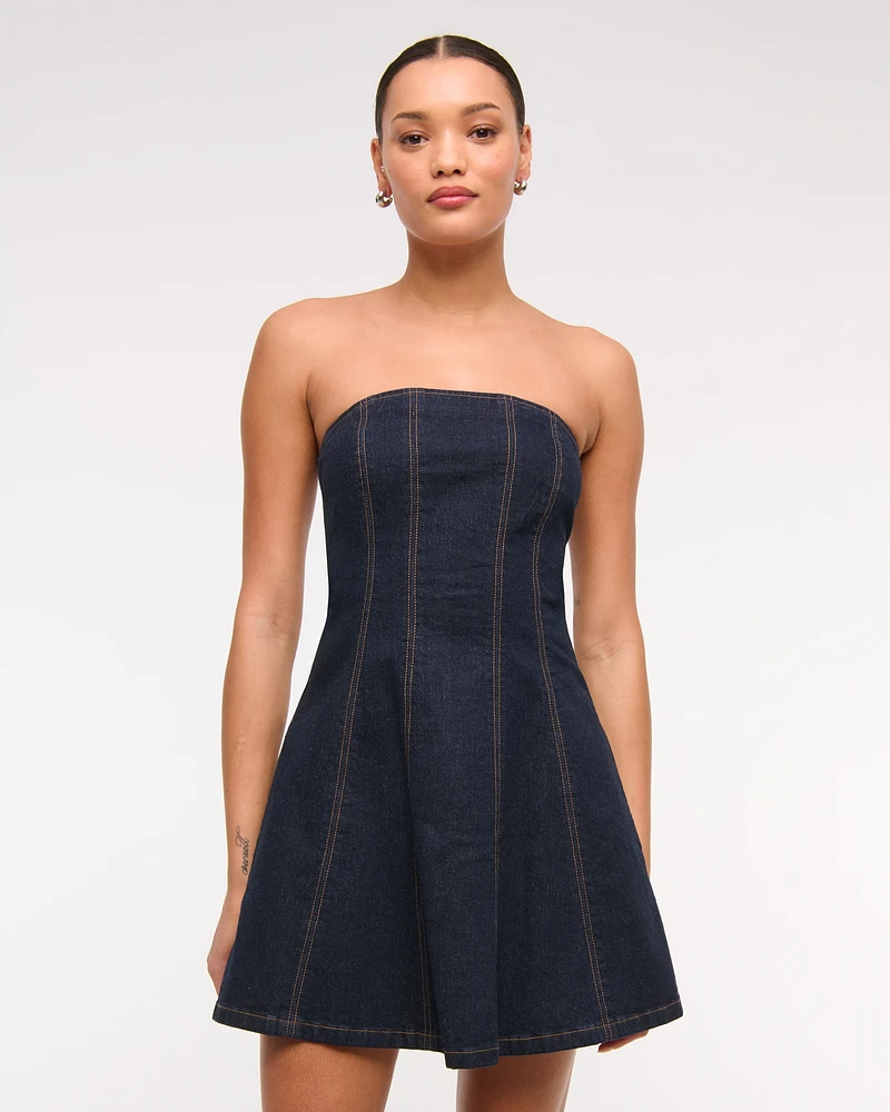 The A&F Mila Strapless Denim Mini Dress