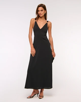 Dipped-Waist Hardware Maxi Dress