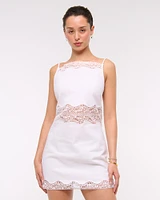 Apron Lace-Trim Mini Dress