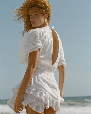 Short-Sleeve Easy Waist Ruffle Skort