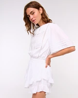 Short-Sleeve Easy Waist Ruffle Skort