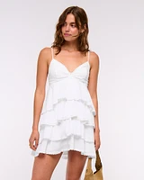 V-Neck Ruffle Tiered Mini Dress