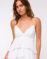 V-Neck Ruffle Tiered Mini Dress