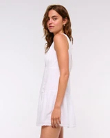 V-Neck Lace-Trim Mini Dress