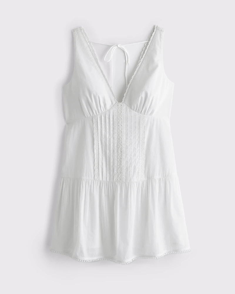 V-Neck Lace-Trim Mini Dress