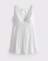 V-Neck Lace-Trim Mini Dress