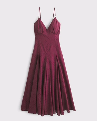 Plunge Godet Midi Dress
