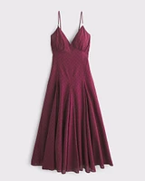 Plunge Godet Midi Dress