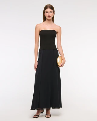 Strapless Drop-Waist Maxi Dress