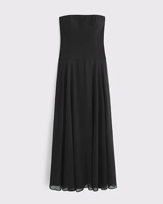 Strapless Drop-Waist Maxi Dress