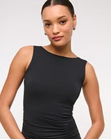 Bra-Free Ruched Knit Mini Dress