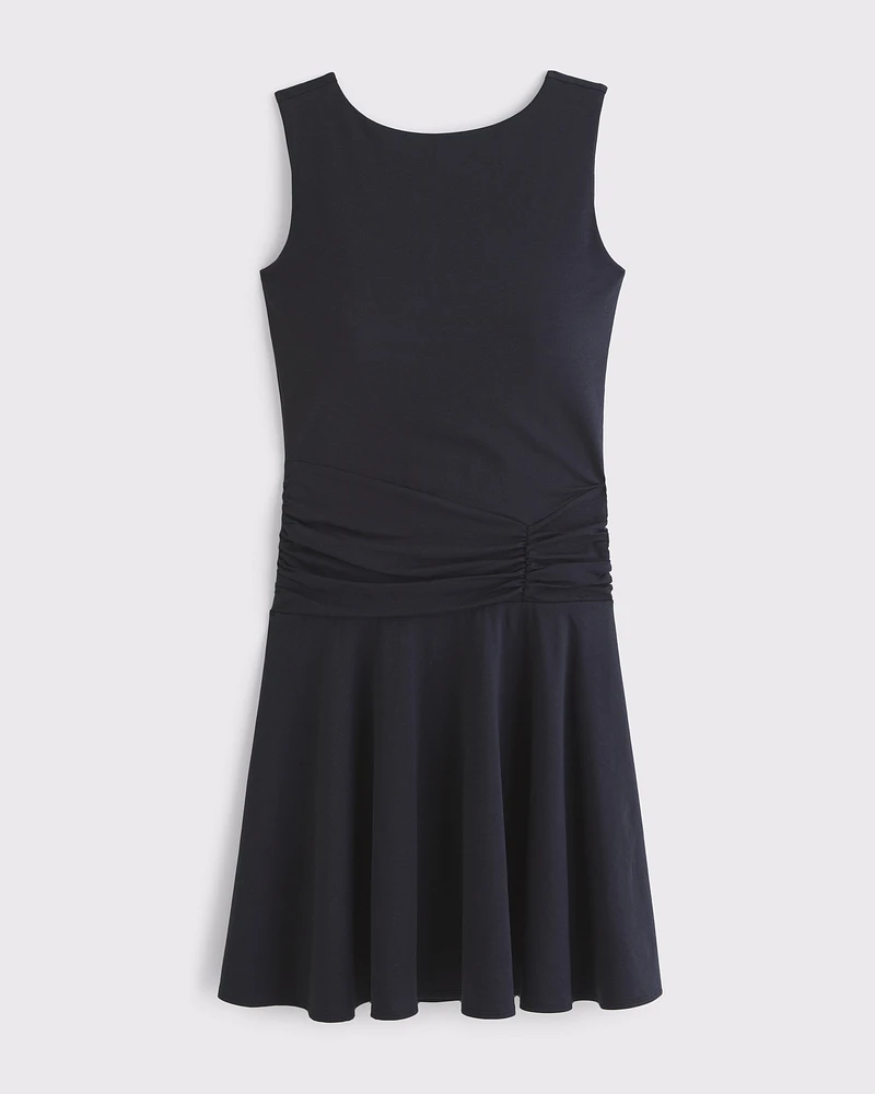 Bra-Free Ruched Knit Mini Dress