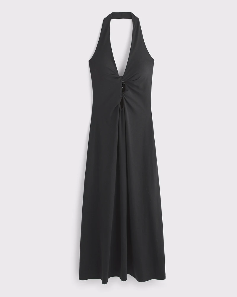 Bra-Free Cutout Halter Midi Dress