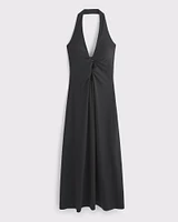 Bra-Free Cutout Halter Midi Dress