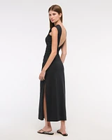 Bra-Free Open-Back Knit Midi Dress