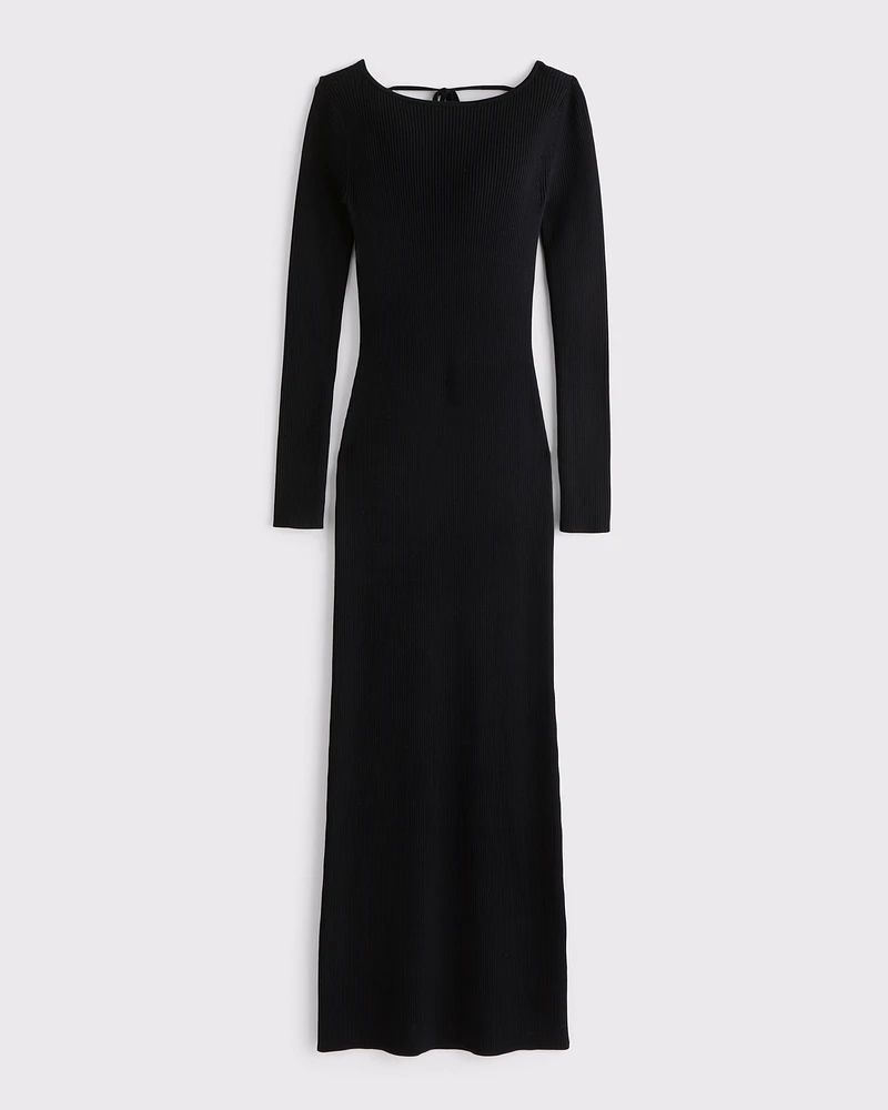 Long-Sleeve Backless Maxi Sweater Dress