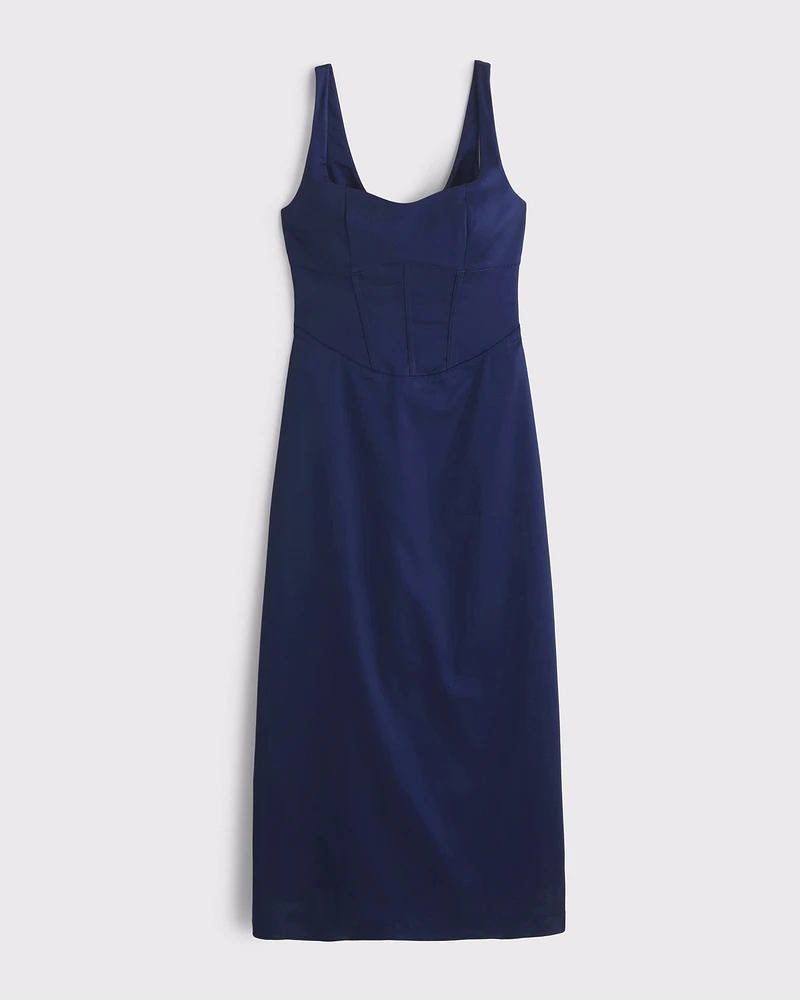 Sweetheart Satin Sculpt Midi Dress