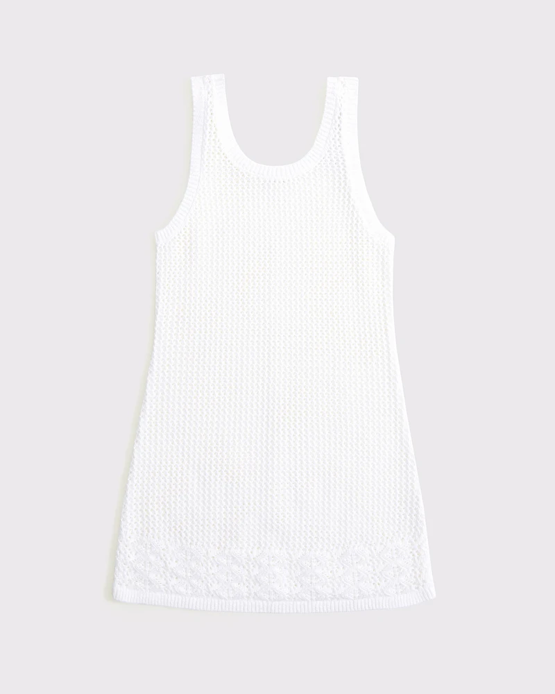 crochet-style mini dress coverup
