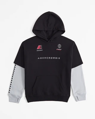 graphic logo twofer hoodie