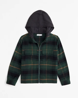 hooded flannel overshirt