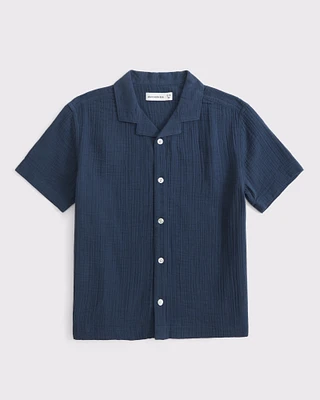 resort short-sleeve gauzy shirt