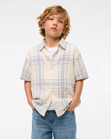 short-sleeve linen-blend shirt