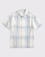 short-sleeve linen-blend shirt