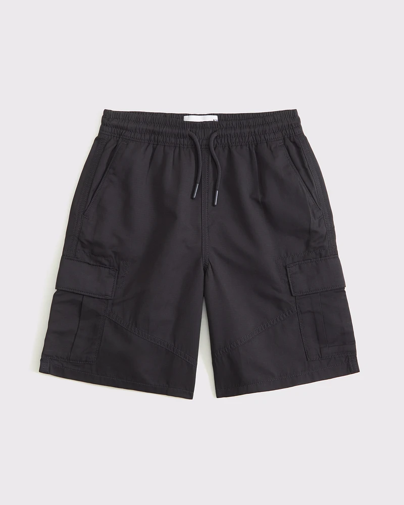 brushed nylon clean cargo shorts
