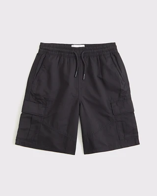 brushed nylon clean cargo shorts