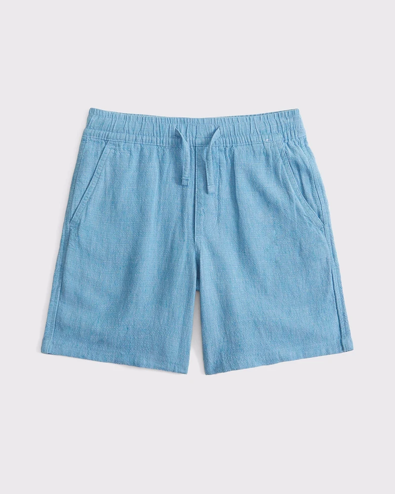 linen-blend pull-on shorts
