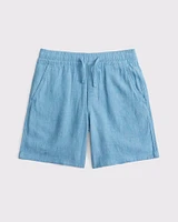 linen-blend pull-on shorts