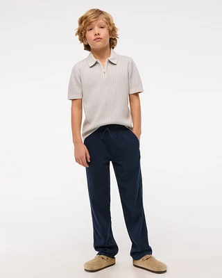 loose linen-blend pull-on pants