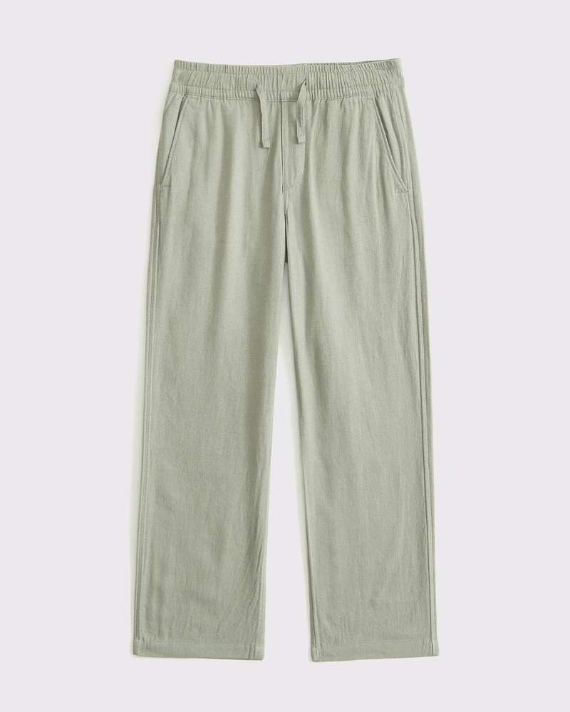 loose linen-blend pull-on pants