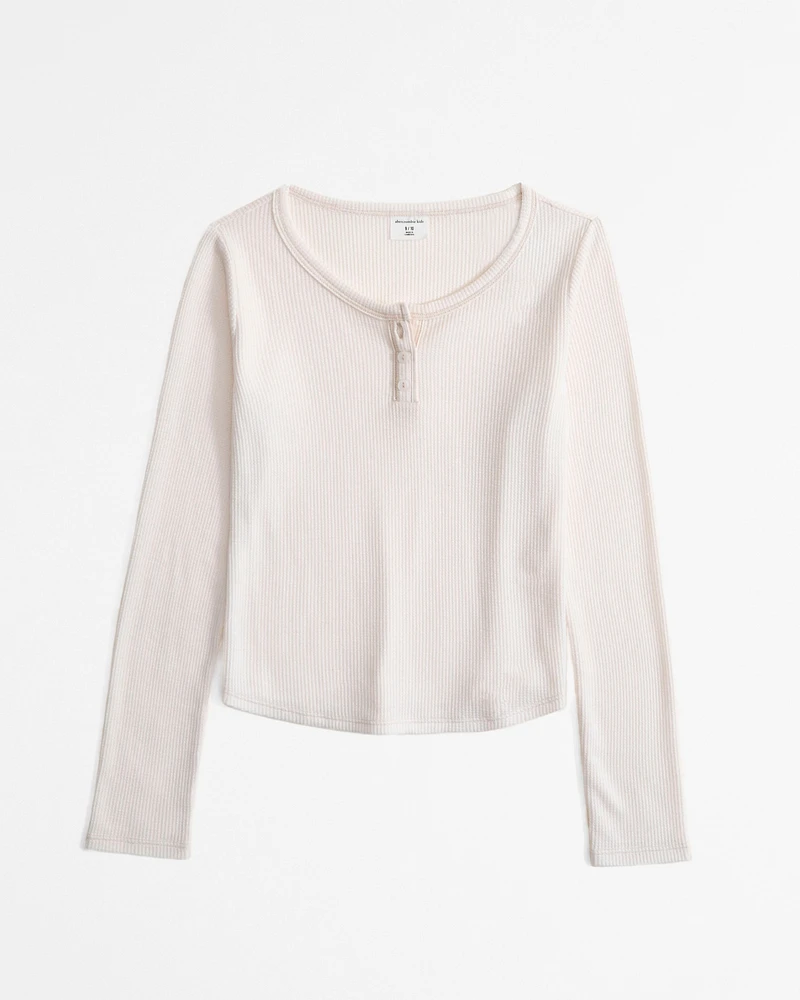 long-sleeve waffle henley tee