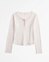 long-sleeve waffle henley tee