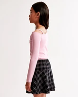 long-sleeve off-the-shoulder cinched top