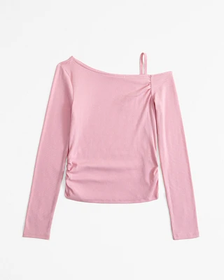 long-sleeve off-the-shoulder cinched top