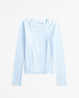 long-sleeve layerable rib tee