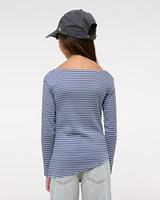 long-sleeve asymmetrical rib tee